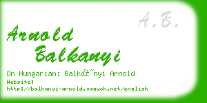 arnold balkanyi business card